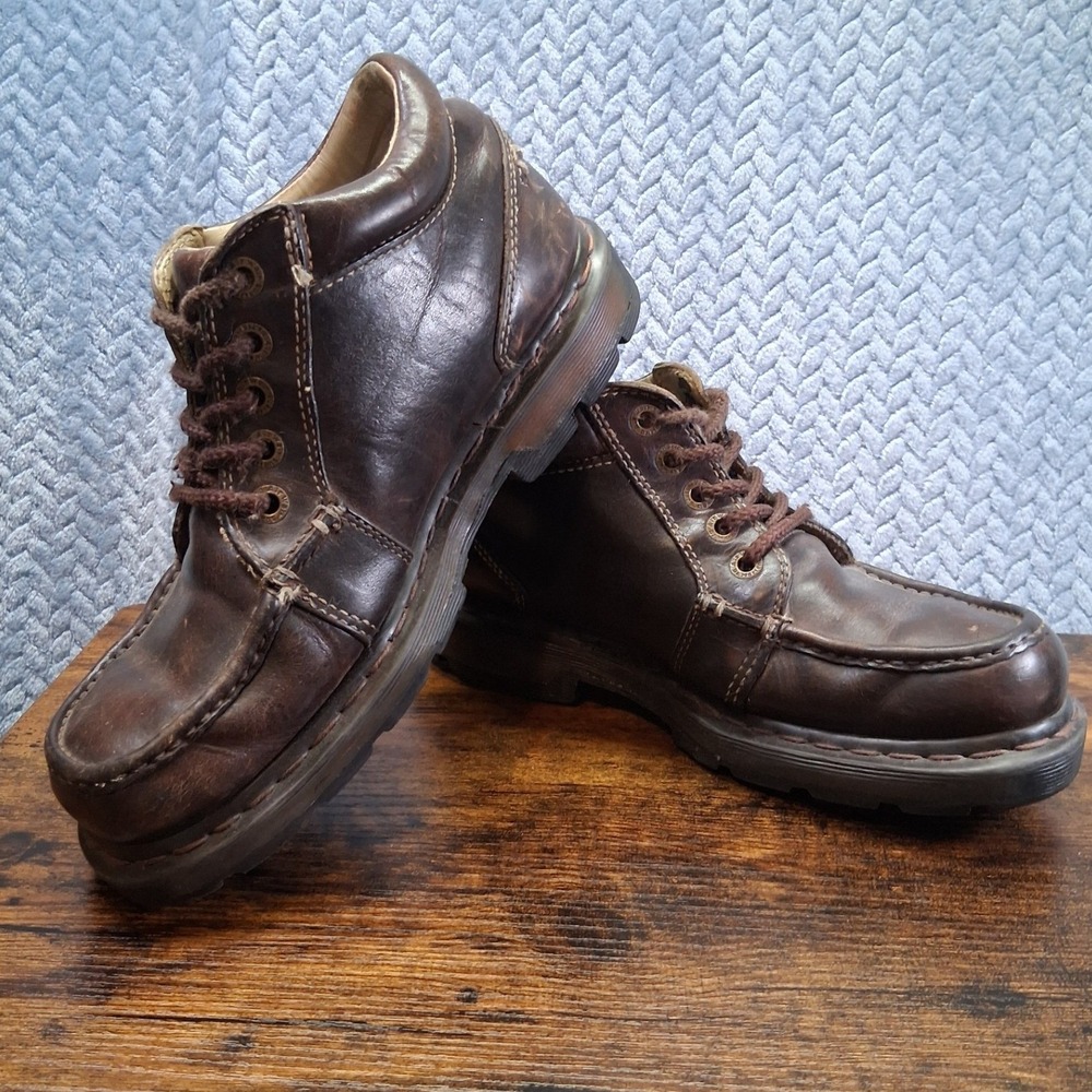 Vintage Dr. Martens Brown Leather Moc Toe Chukka Boots Mens 9 Air Cushion Sole